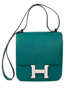 Sac HERMES Constance Elan cuir Epsom Malachite