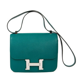 Sac HERMES Constance Elan cuir Epsom Malachite