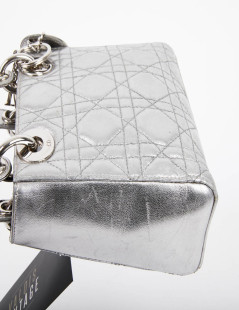 Mini Lady DIOR en cuir argent 