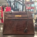 Kelly 32 HERMES sellier crocodile marron