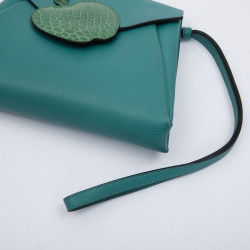 Sac HERMES Tutti frutti cuir bleu paon et vert menthe