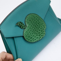 Sac HERMES Tutti frutti cuir bleu paon et vert menthe