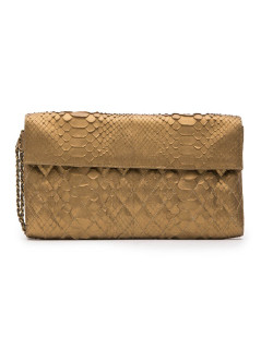 Long CHANEL pouch in matte copper gold python