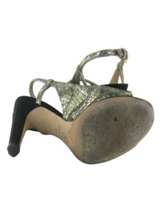 Sandales T 37 CHANEL en python gris argent