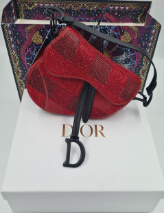  DIOR Saddle bag Limited edition red and black rhinestones