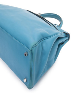 Sac HERMES Kelly II 35 en cuir de veau swift bleu izmir avec bandoulière