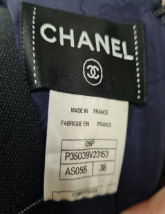 CHANEL blue cotton officer dress