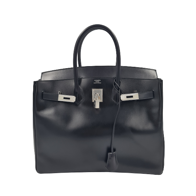 HERMES vintage Kelly 32 bag in black box leather - VALOIS VINTAGE PARIS