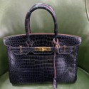 Birkin 30 crocodile porosus bleu nuit