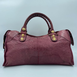 Sac 'City' BALENCIAGA cuir vieilli rouge