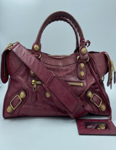 BALENCIAGA 'City' bag in red aged leather