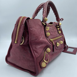 Sac 'City' BALENCIAGA cuir vieilli rouge