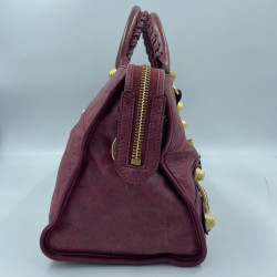 Sac 'City' BALENCIAGA cuir vieilli rouge