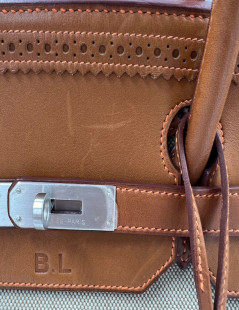 Birkin Ghillies 40 toile et cuir barenia gold