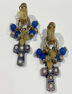 Cross pendant clip-on earrings