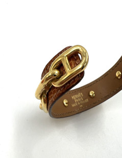 HERMES Bracelet Chaine d'Ancre in Gold Leather