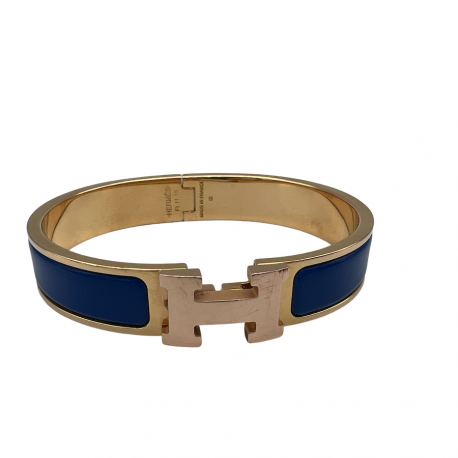 Bracelet clic clac HERMES émail bleu