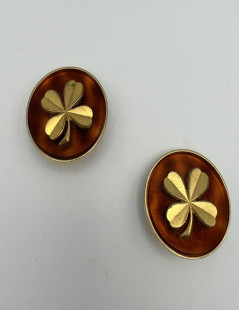 CHANEL Vintage amber clover clip-on earrings