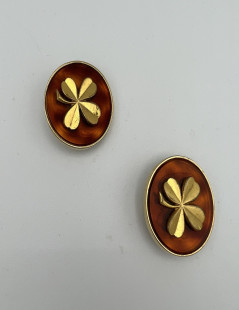 CHANEL Vintage amber clover clip-on earrings