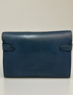 Portefeuille Kelly HERMES cuir bleu