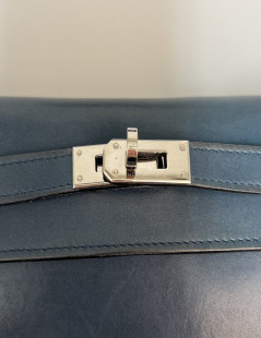 Portefeuille Kelly HERMES cuir bleu