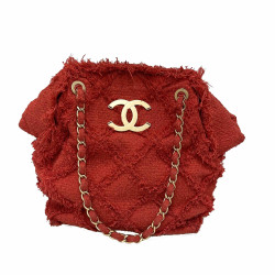 CHANEL coral tweed tote bag