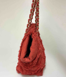 CHANEL coral tweed tote bag