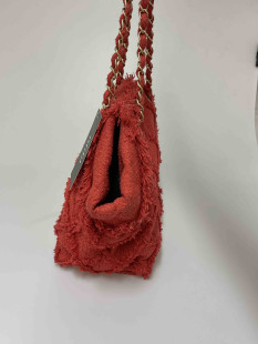 CHANEL coral tweed tote bag