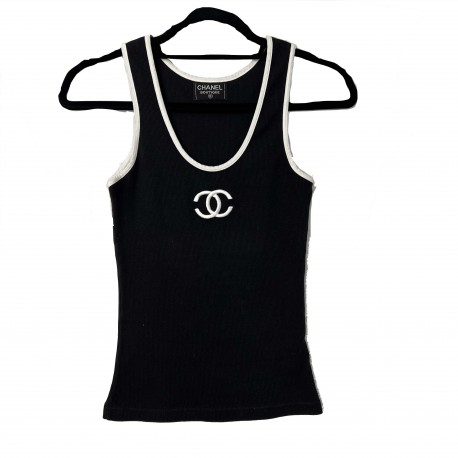 Jersey top Chanel Black size 38 FR in Polyamide - 38885440