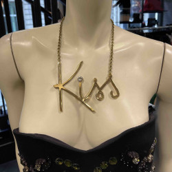 LANVIN iconic 'Kiss' gilded metal necklace