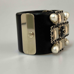 CHANEL Leather Cuff Bracelet