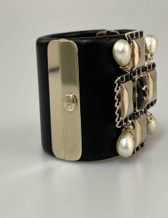 CHANEL Leather Cuff Bracelet