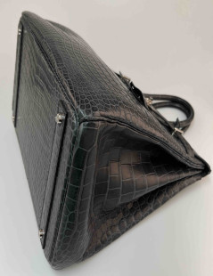 HERMES HAC 40 bag in black crocodile leather