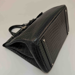 Sac HERMES HAC 40 croco noir