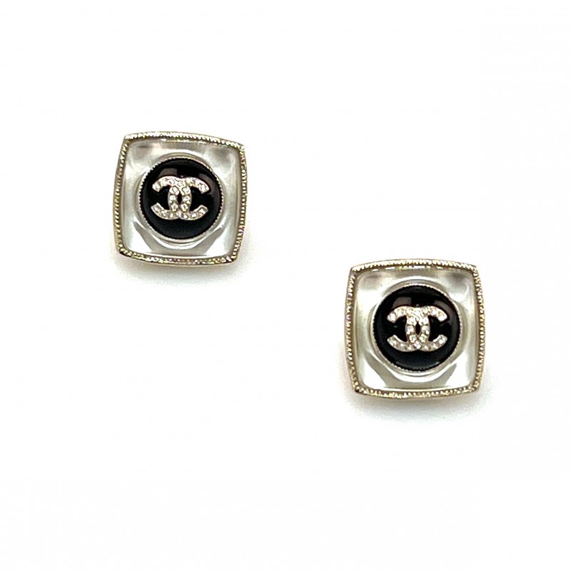 CHANEL Square Clip-on Earrings Transparent - Authentic