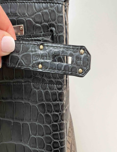 HERMES HAC 40 bag in black crocodile leather