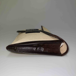 Pochette Jige HERMES toile cuir marron Vintage