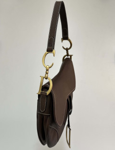 CHRISTIAN DIOR Vintage Saddle Bag in Brown Leather