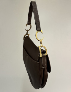 CHRISTIAN DIOR Vintage Saddle Bag in Brown Leather