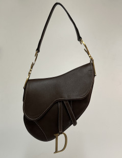 CHRISTIAN DIOR Vintage Saddle Bag in Brown Leather