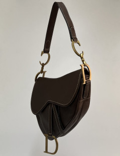 CHRISTIAN DIOR Vintage Saddle Bag in Brown Leather