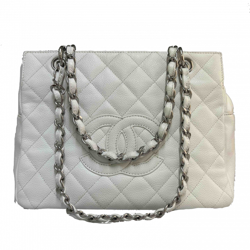 Authentic CHANEL Medium Grey Deauville Shopping Bag  Valamode