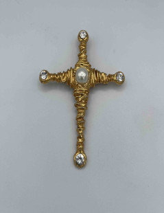 Vintage CHRISTIAN LACROIX Cross Brooch 