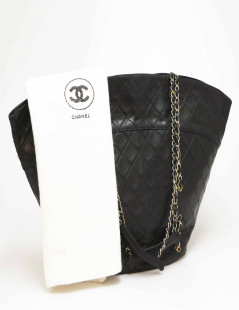 CHANEL vintage black lambskin tote bag