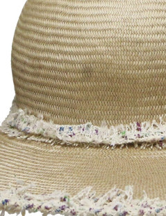 Chapeau CHANEL paille et tweed beige