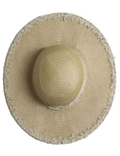 Chapeau CHANEL paille et tweed beige