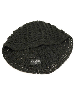 Béret CHANEL crochet noir