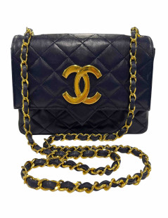 Petit sac bleu marine CHANEL CC