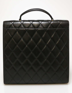 Porte documents Chanel noir matelassé