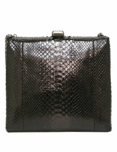 CHANEL black python bag Paris-Rome